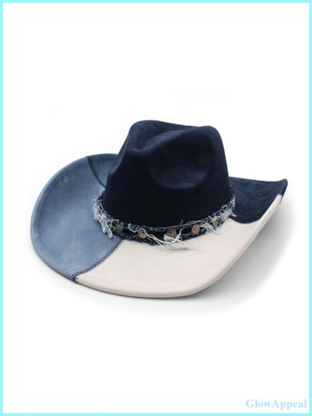 Suede Denim Western Cowboy Hat with Chinstrap for Women Men Wide Brim